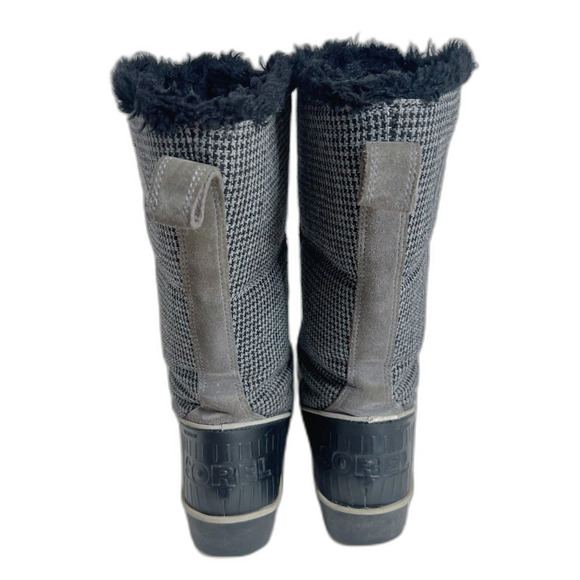 Sorel Joan of Arctic Winter Boots Grey and Black Houndstooth Fur Lined Size 7.5 - Picture 4 of 10
